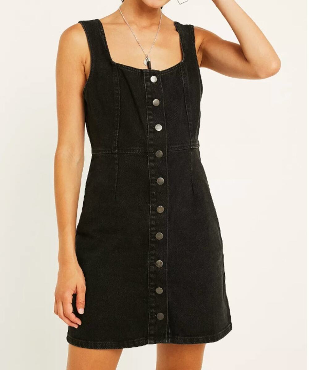 Urban Outfitters Denim Button Front Mini Dress Charcoal Faded Black Size 4